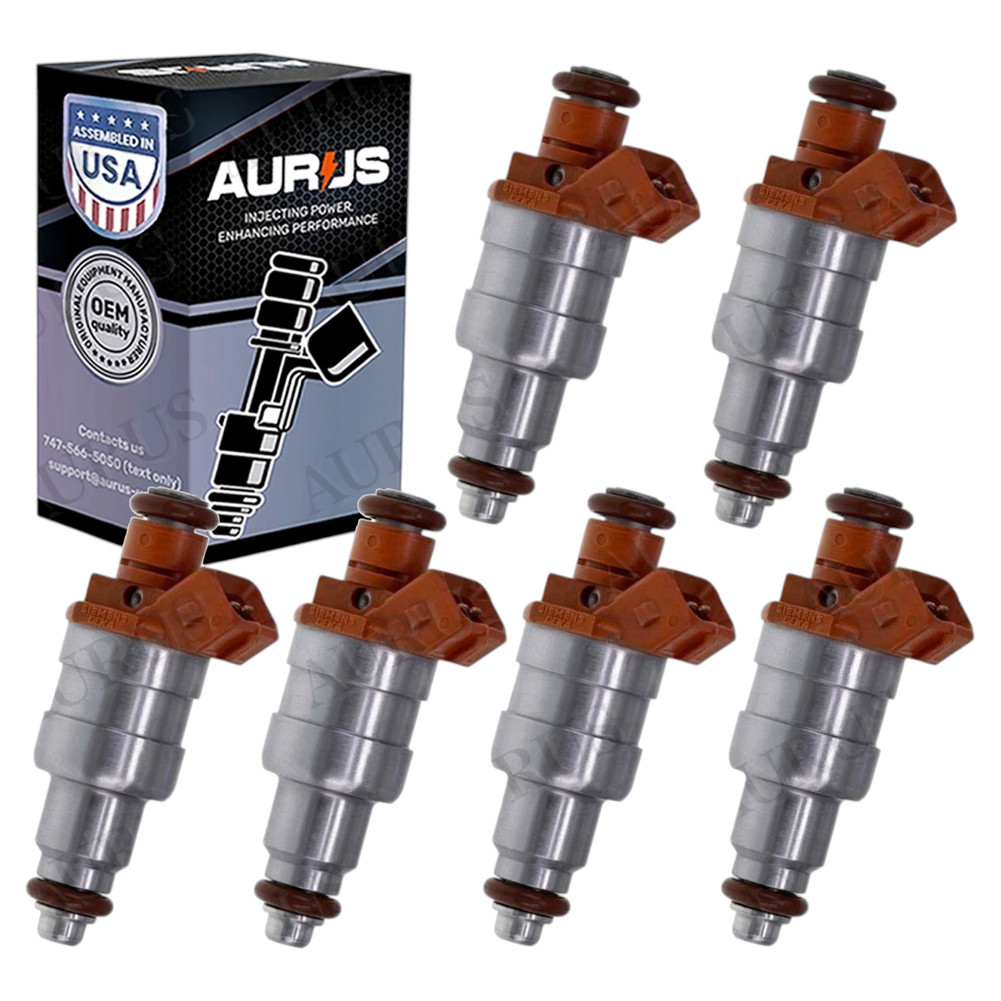 Aurus OEM Set of 6 Fuel Injectors For 1991-1993 Jeep Cherokee Wrangler Comanche 4.0L I6 33007127
