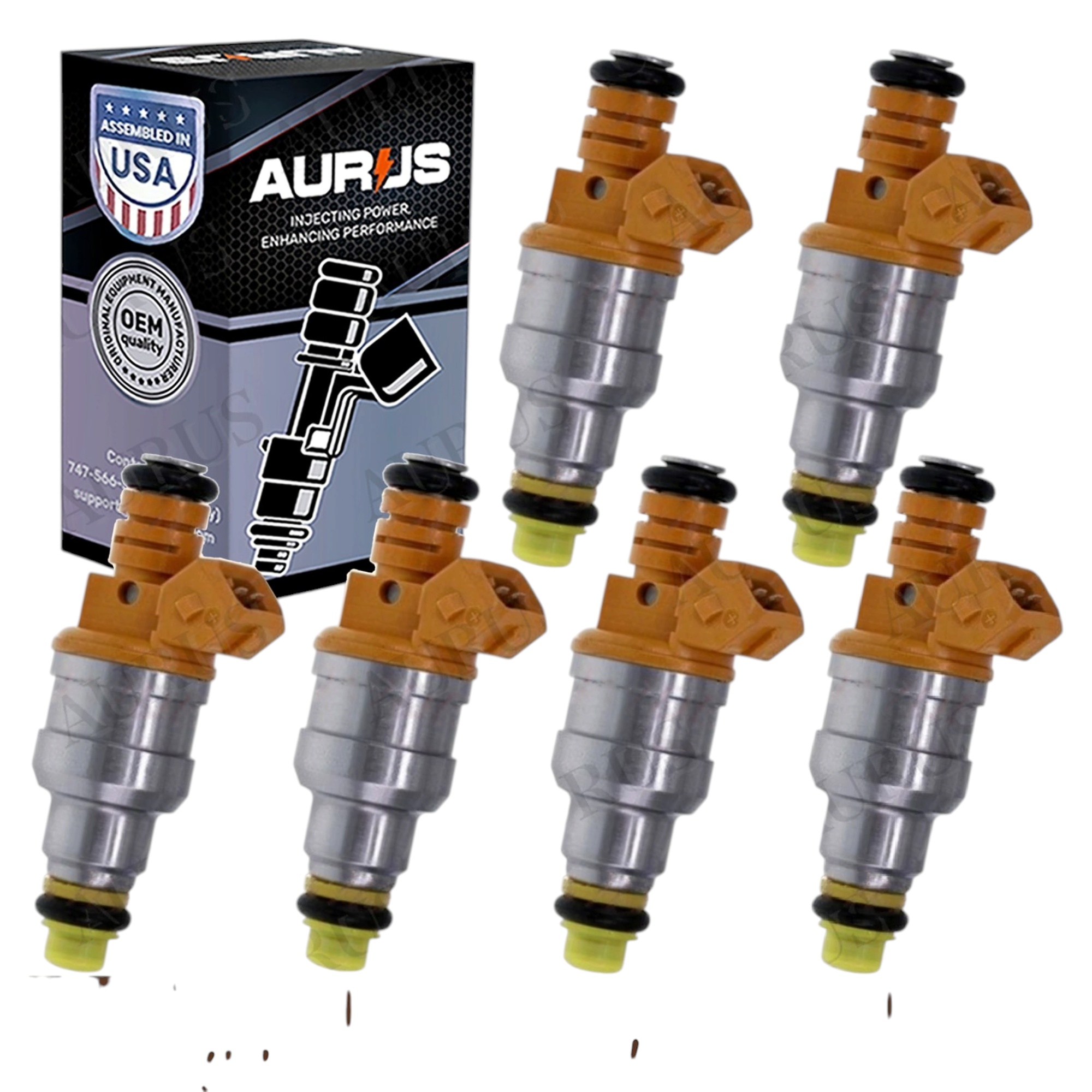 Aurus OEM Set of 6 Fuel Injectors for 1987-1994 Volvo960 780 760 Peugeot 505 0280150734