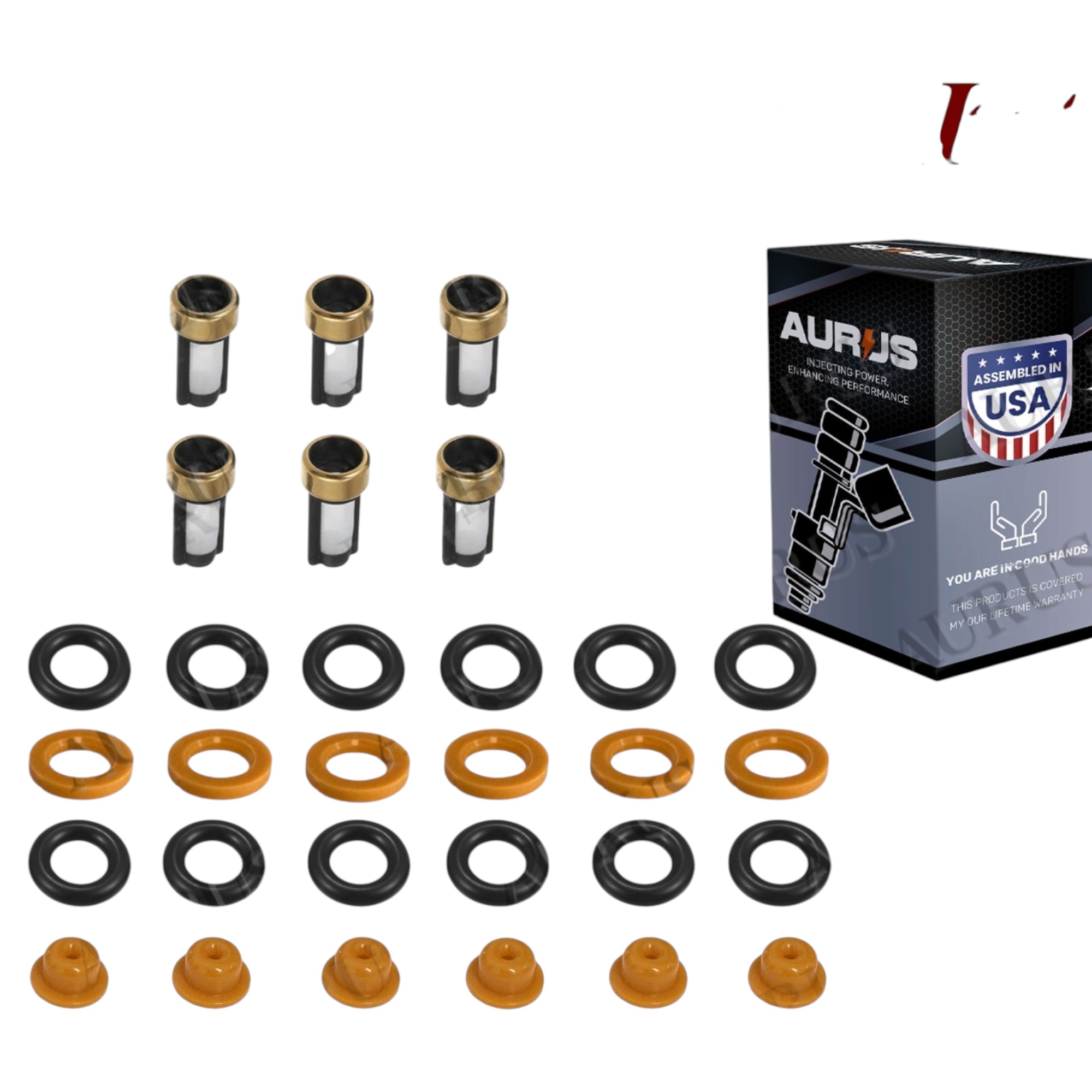 Aurus OEM Set of 6 Fuel Injector Repair Kits for 1987-1994 Volvo960 780 760 Peugeot 505 0280150734