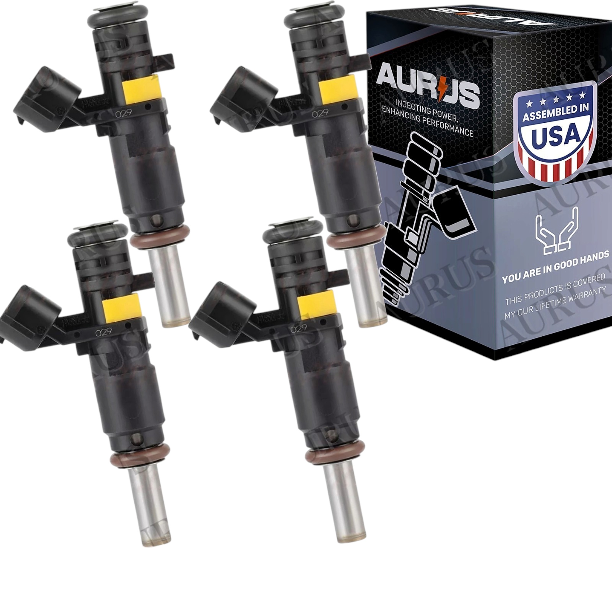 Aurus OEM Set of 4 Fuel Injectors for 2011-2016 Mini Cooper Countryman 1.6L I4 7528176